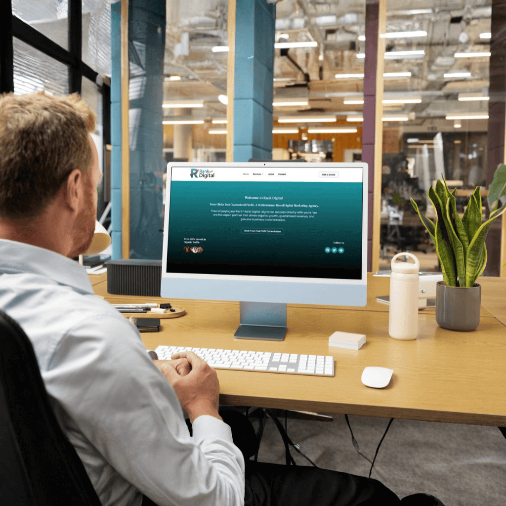 Man working at modern office desk